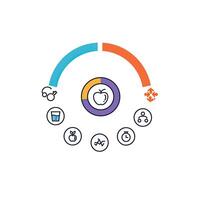 A circle with icons representing different types of food vector