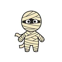 A cartoon mummy with a bandage on its face vector
