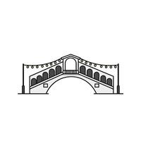 A bridge with lights on it in black and white vector