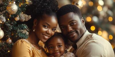 Family joy captured during festive season with warm smiles and holiday cheer in soft evening light photo
