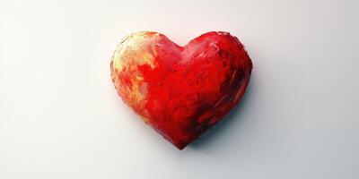 Vibrant red heart symbolizing love and emotion against a simple background, drawing attention to warmth and creativity photo