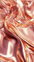 Metallic liquid surface swirling in pink and silver texture, Rose gold generating abstract wave for creative design backgrounds photo