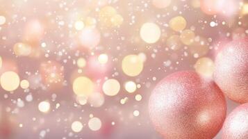 Bunch of pink and gold balloons floating in the air photo