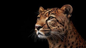 Majestic leopard portrait studio animal photography dark background close-up wild beauty photo