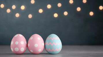 Colorful easter eggs display indoor setting decorative content festive atmosphere close-up view creative concepts photo