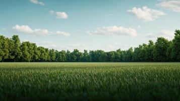 Tranquil nature scene lush green field digital art serene environment wide angle peaceful vibes photo