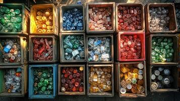 A large number of plastic bottles and cans photo