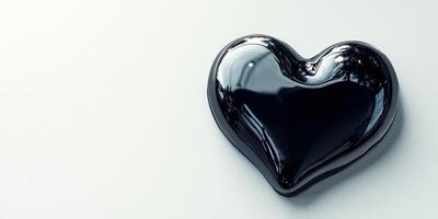 Heart-shaped black object on a smooth surface creating a minimalist aesthetic in soft lighting photo