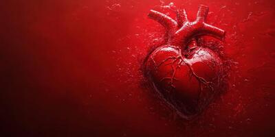Red heart design with intricate details symbolizing passion and emotion in a vibrant background photo