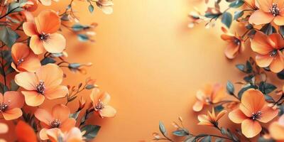 Vibrant orange blossoms framing a warm gradient background in a serene floral display photo