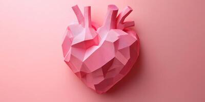 Creative abstract heart sculpture in pink color adds a modern touch to interior design aesthetics photo