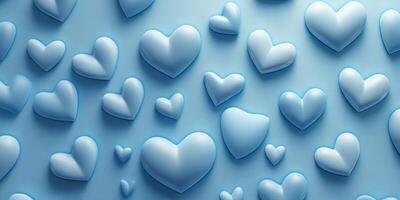 Soft blue hearts scattered on a textured background create a serene and romantic atmosphere for decorative purposes photo