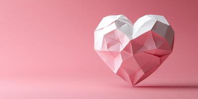 Origami heart sculpture in soft pink tones showcasing intricate paper folding techniques photo