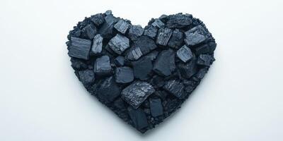 Charcoal pieces arranged in a heart shape on a light background showcasing unique artistic expression photo