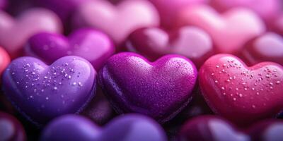 Colorful heart-shaped candies arranged in a beautiful display for celebrations in a joyful setting photo
