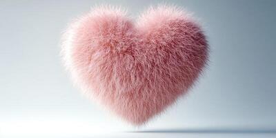 Fluffy pink heart symbolizes love and affection in a soft, pastel setting photo