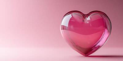 Heart-shaped glass decoration on a pastel pink background evokes feelings of love and affection in various settings photo