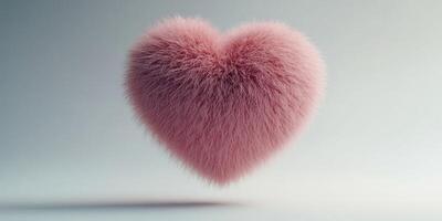 Fluffy pink heart floats gracefully in a serene environment, symbolizing love and affection in a playful manner photo