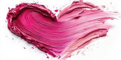 Creative heart shape painted with vibrant pink hues on a white canvas during an art session photo