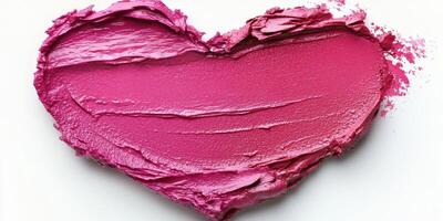 Creative heart design using vibrant pink paint on a white surface for artistic expression and decoration photo