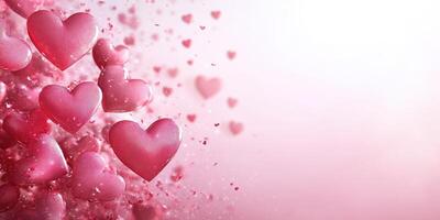Colorful heart shapes burst against a soft pink background creating a festive atmosphere for romance photo