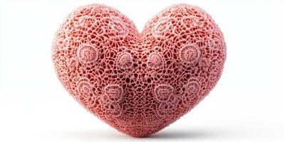 Intricate pink heart design showcasing detailed lace patterns and textures for decorative purposes photo