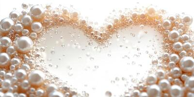Heart-shaped arrangement of bubbles creates a soft and romantic atmosphere in a bright setting photo