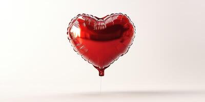 Red heart-shaped balloon floating alone in a bright, minimalistic setting captures a sense of love and affection photo