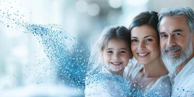 Family bonding moments captured in a bright and cheerful indoor setting with creative digital effects photo