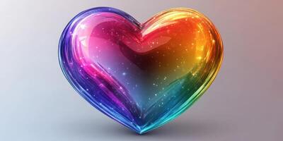 Colorful heart shape with vibrant gradients and sparkling effects against a soft background photo