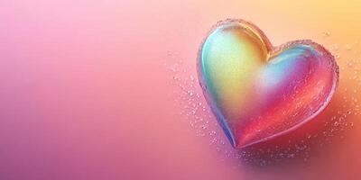 Colorful heart shape with bubbles reflecting light on a gradient background photo