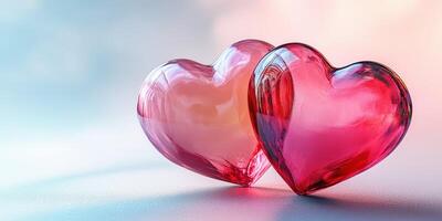 Colorful glass hearts symbolize love and affection in a soft and dreamy background photo