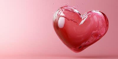 Heart-shaped liquid splashes in a vibrant pink background capturing the essence of love and affection photo