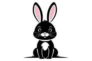 Black and white rabbit sitting on a white background vector