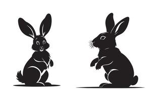 Black and white rabbits on a white background vector