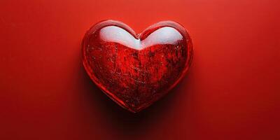 Heart-shaped candy resting on a vibrant red background highlighting a sweet treat for special occasions photo
