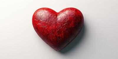 Red heart sculpture resting on a smooth surface, symbolizing love and affection in a contemporary art style photo