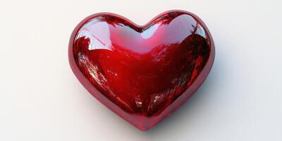 Shiny red heart symbol resting on a neutral background showcasing love and affection during a creative art project photo