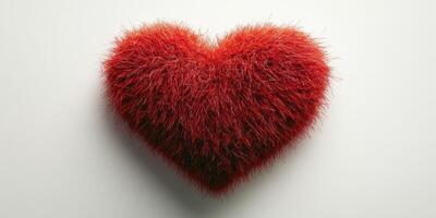 Red fluffy heart shaped decoration ideal for romantic occasions or home decor photo