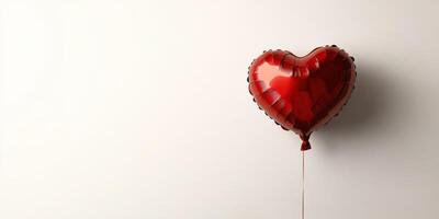 Heart-shaped balloon floating against a plain background evokes feelings of love and celebration in a minimalist setting photo
