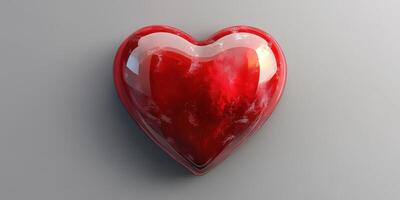 Heart shaped object with a glossy finish reflecting light in a simple background photo