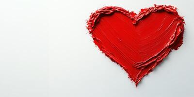 Bright red heart shaped paint on a white canvas showcasing artistic expression and creativity in a calming environment photo