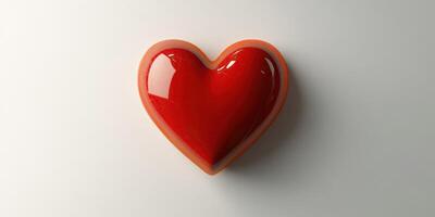 Bright red heart symbol placed on a smooth white surface captures feelings of love and affection vividly photo