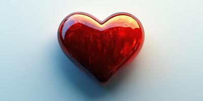 Bright red heart shape on a smooth surface reflecting warm light photo
