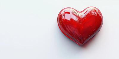 Red heart sculpture on a white background showcasing love and affection in an artistic representation photo