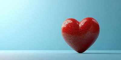 Bright red heart symbol against a soft blue background adds a colorful touch to any creative project or design photo