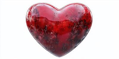 Reflective red heart with a textured surface showcasing a blend of shiny and matte finishes, emphasizing love and emotion photo