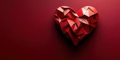 Colorful paper heart art displayed against a vibrant red backdrop showcasing creativity and craftsmanship photo