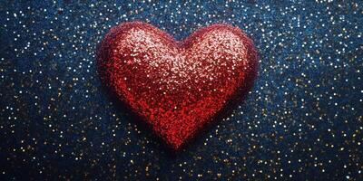 Heart-shaped glitter decoration on a sparkling background suitable for celebrations or romantic occasions photo