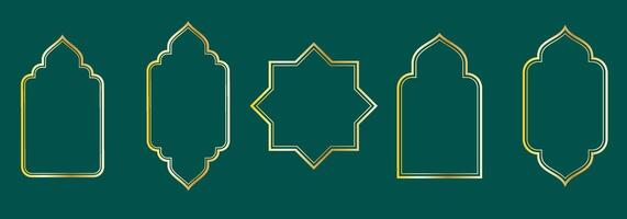 Set of ramadan frame design in gold color. Eid Mubarak frame background. vector
